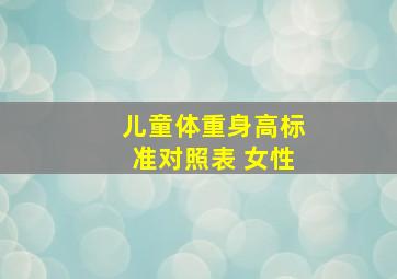 儿童体重身高标准对照表 女性